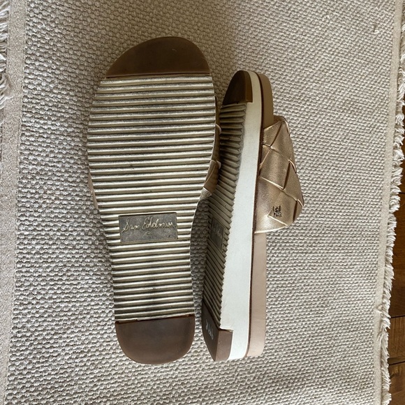 Sam Edelman Women's Adaley Slip On Gold Woven Sandals, 1” White Platform, Size 9 - Picture 6 of 6